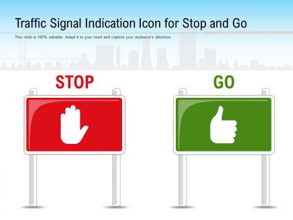 Traffic signal indication icon for stop and go