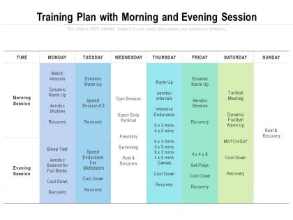 Training plan with morning and evening session
