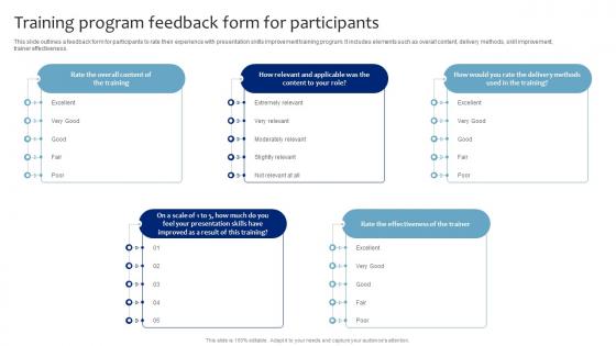 Training Program Feedback Form For Participants Strategic Presentation Skills Enhancement DTE SS