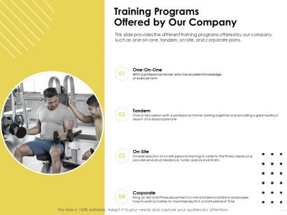Training programs offered by our company tandem ppt powerpoint presentation slides show