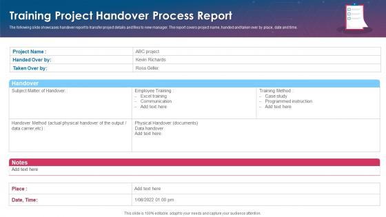 Training Project Handover Process Report
