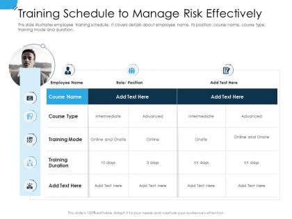 Training schedule to manage risk effectively establishing operational risk framework organization