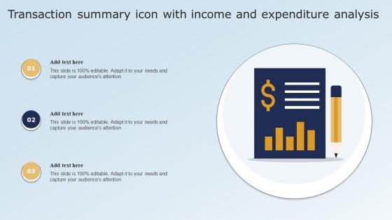 Transaction Summary Icon With Income And Expenditure Analysis