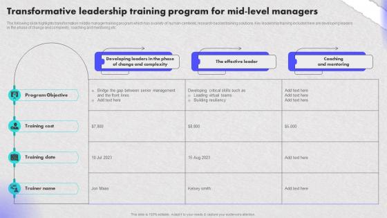 Transformative Leadership Training Program For Mid Creating An Effective Leadership Training