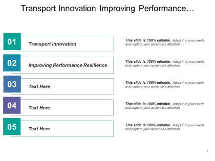 Transport innovation improving performance resilience improved access better data