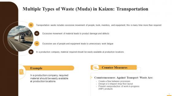 Transportation As Type Of Waste In Kaizen Training Ppt