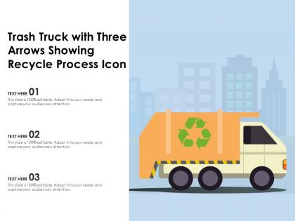 Trash truck with three arrows showing recycle process icon