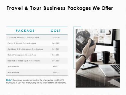 Travel and tour business packages we offer ppt powerpoint presentation inspiration deck