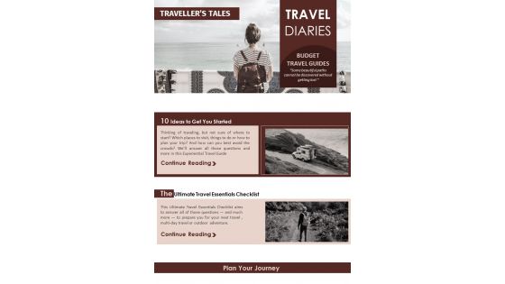Travel Blogger Email Newsletter Bifold Presentation Report Infographic PPT PDF Document