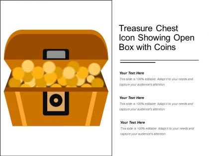 Treasure chest icon showing open box with coins