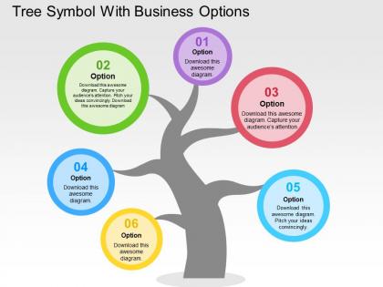Tree symbol with business options flat powerpoint design