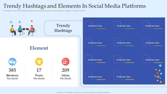 Trendy Hashtags And Elements In Social Media Platforms Digital Marketing And Social Media Pitch Deck