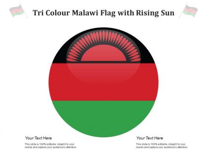 Tri colour malawi flag with rising sun