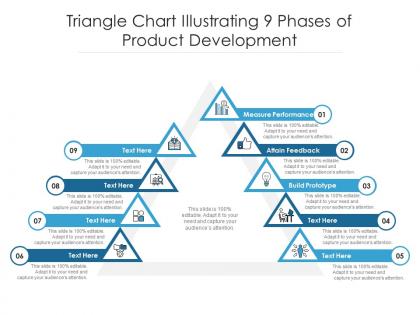 Triangle chart illustrating 9 phases of product development