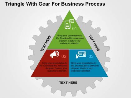 Triangle with gear for business process flat powerpoint design