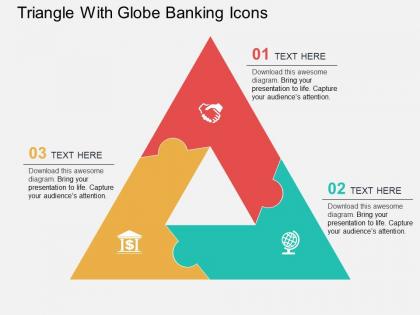 Triangle with globe banking icons flat powerpoint design