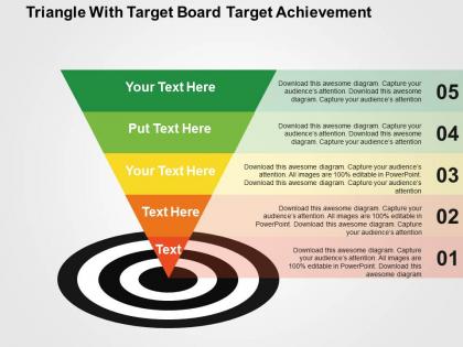 Triangle with target board target achievement flat powerpoint design