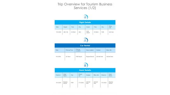 Trip Overview For Tourism Business Services One Pager Sample Example Document