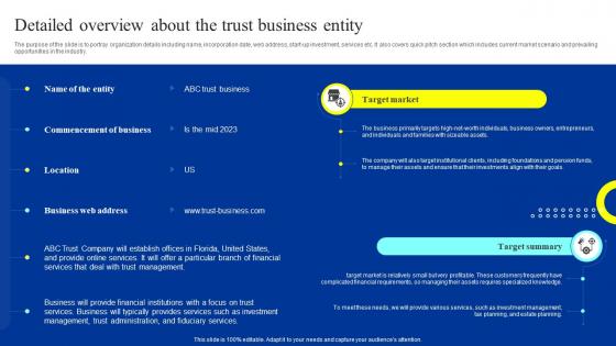 Trust Business Plan Detailed Overview About The Trust Business Entity BP SS