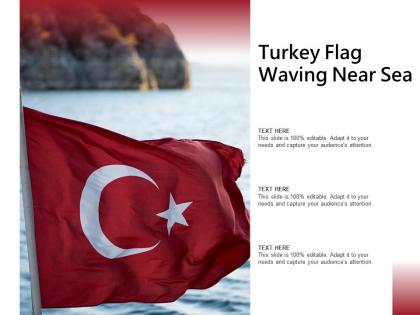 Turkey flag waving near sea