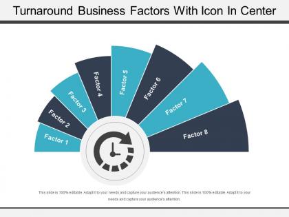 Turnaround business factors with icon in center