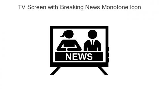TV Screen With Breaking News Monotone Icon In Powerpoint Pptx Png And Editable Eps Format