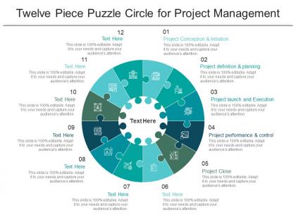 Twelve piece puzzle circle for project management