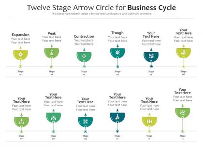 Twelve stage arrow circle for business cycle