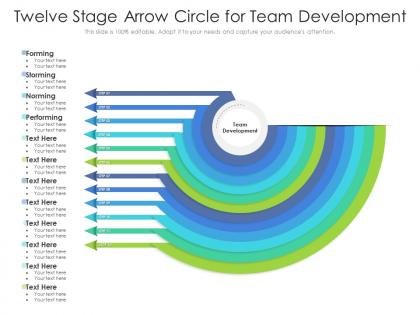 Twelve stage arrow circle for team development