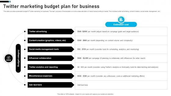 Twitter Marketing Budget Plan For Business