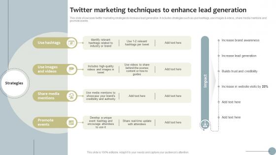 Twitter Marketing Techniques To Enhance Lead Generation Finance Startup Business Go To Market Strategy SS
