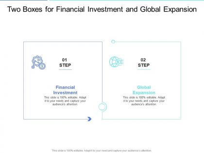 Two boxes for financial investment and global expansion