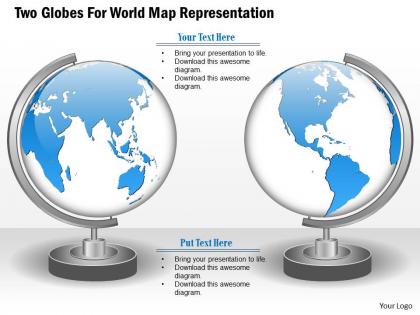 Two globes for world map representation ppt presentation slides
