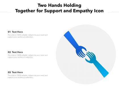 Two hands holding together for support and empathy icon