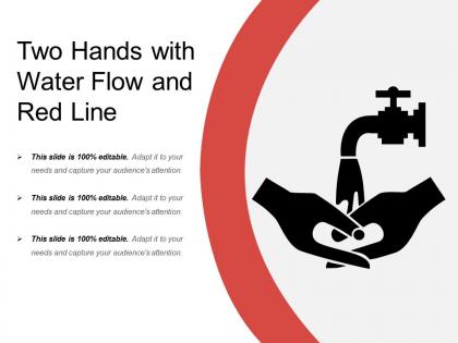 Two hands with water flow and red line