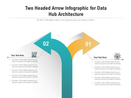 Two headed arrow for data hub architecture infographic template