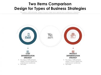 Two items comparison design for types of business strategies
