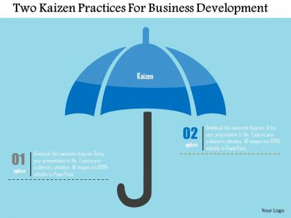 Two kaizen practices for business development flat powerpoint design