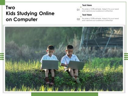 Two kids studying online on computer