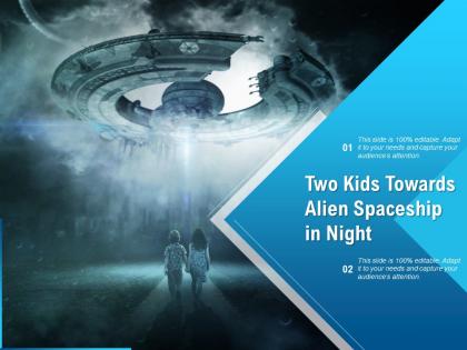 Two kids towards alien spaceship in night