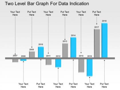 Two level bar graph for data indication flat powerpoint design