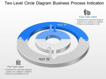Two level circle diagram business process indication powerpoint template slide