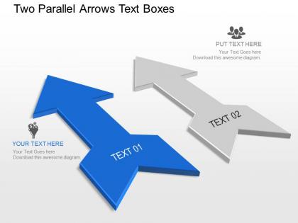 Two parallel arrows text boxes powerpoint template slide