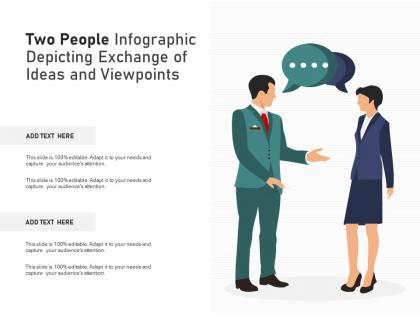Two people infographic depicting exchange of ideas and viewpoints