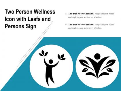 Two person wellness icon with leafs and persons sign