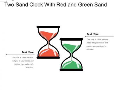 Two sand clock with red and green sand