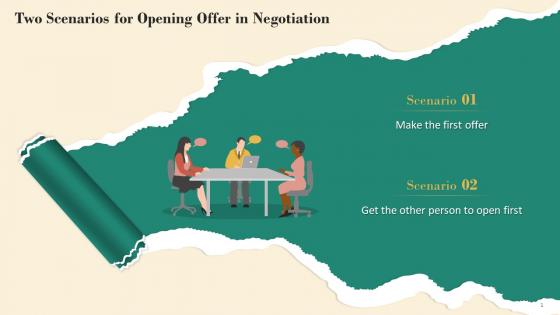 Two Scenarios For Opening Offer In Negotiation Training Ppt