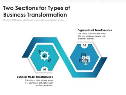 Two sections for types of business transformation