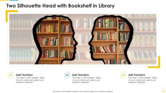 Two silhouette head with bookshelf in library