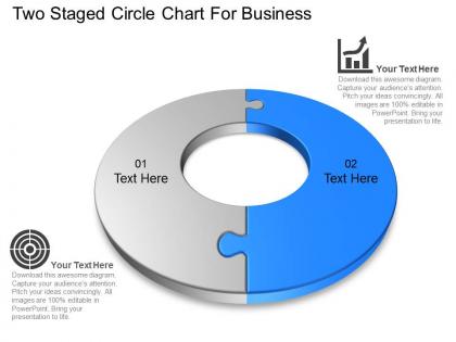 Two staged circle chart for business powerpoint template slide